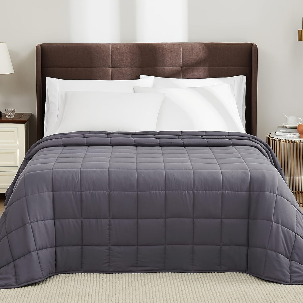 Couverture lestée compressible bicolore – Anthracite, sur lit