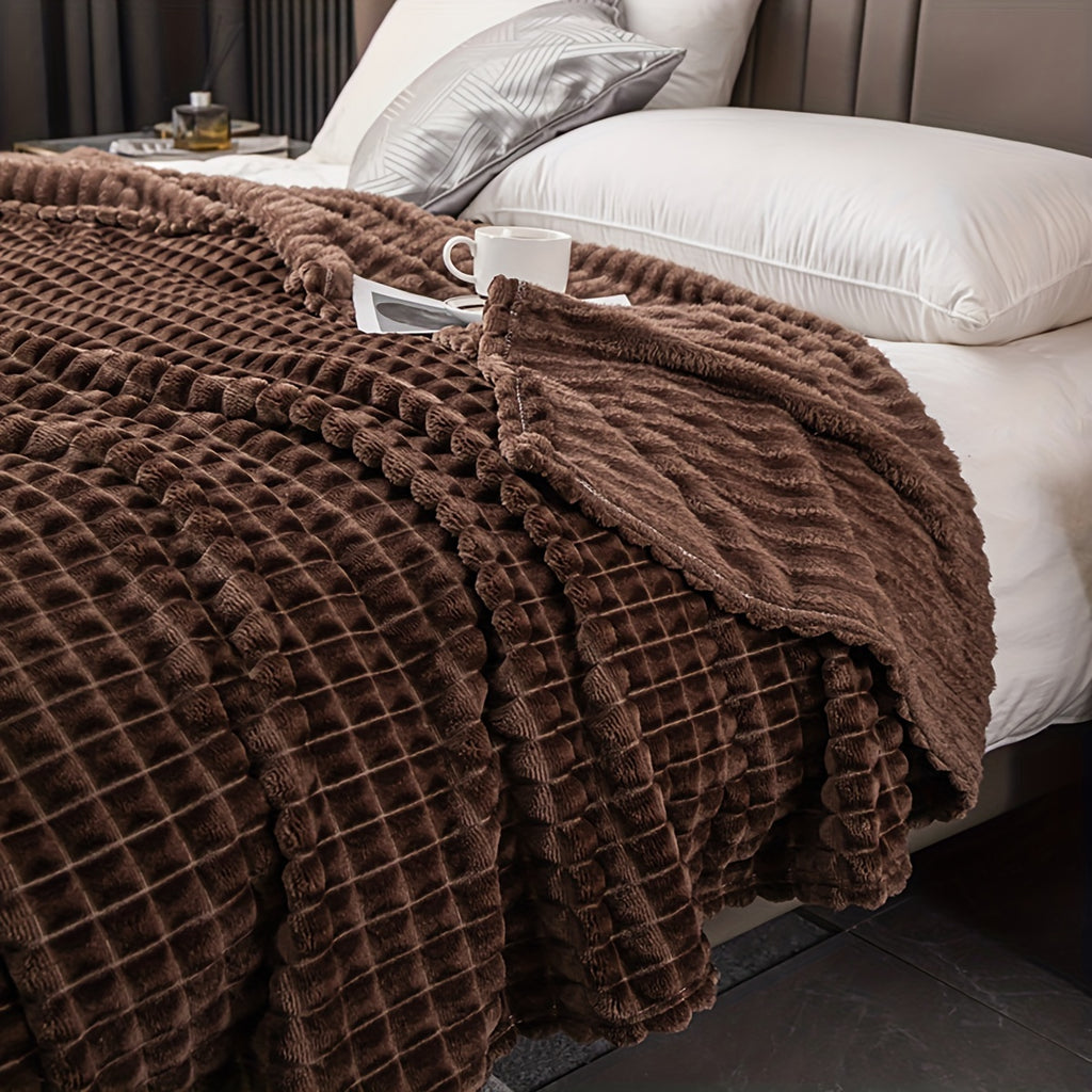 Plaid gaufré velours – coloris café foncé
