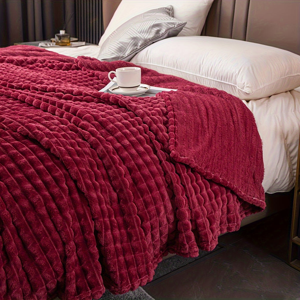 Plaid gaufré velours – coloris bordeaux