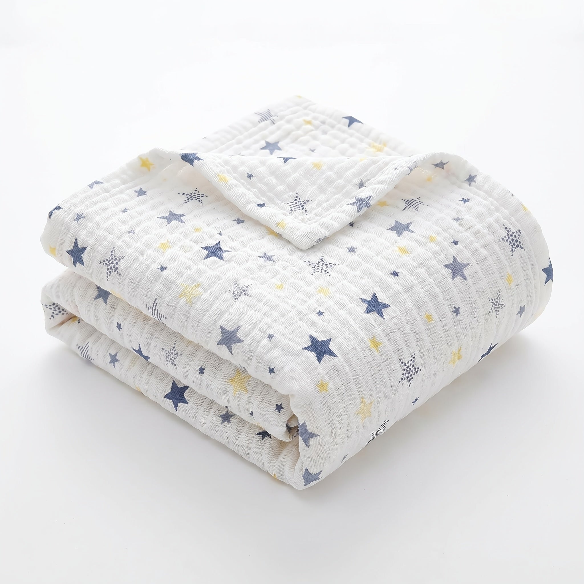 Couverture bébé en mousseline épaisse – Étoiles bleu marine Image