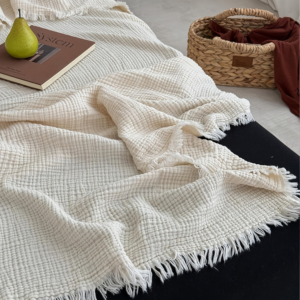 Plaid en gaze de coton uni