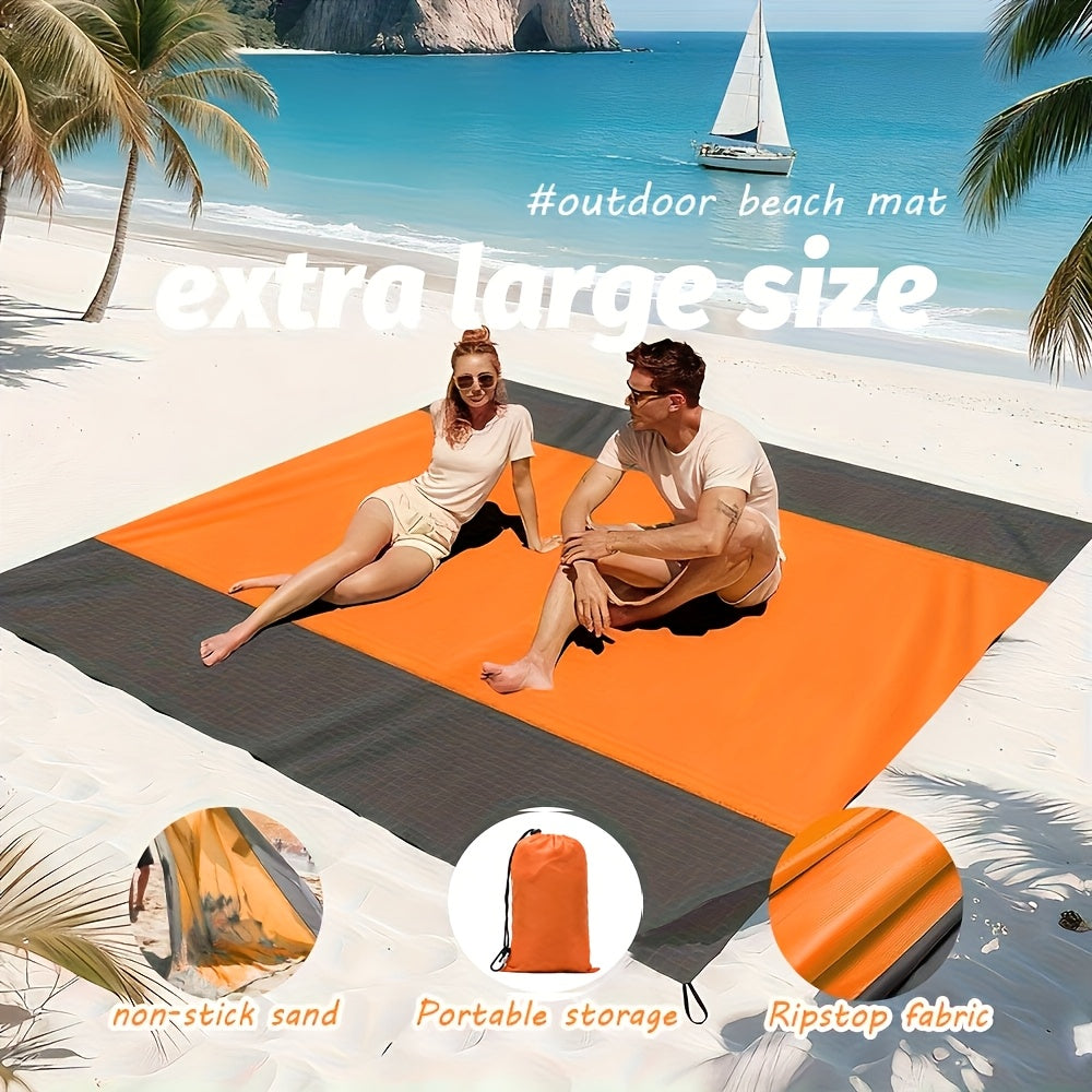Tapis de Plage AntiSable Pliable avec 4 Piquets Idal pour Camping Voyage Vacances Randonne Matriau Polyester Trs Grand Lger Tapis de Plage de PiqueNique