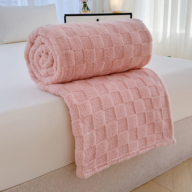 Solid Color Small Checkered Cover Blanket Blanket Air Conditioner Blanket 1pc Set Without Pillow Soft SkinFriendly And Comfortable Machine Washable