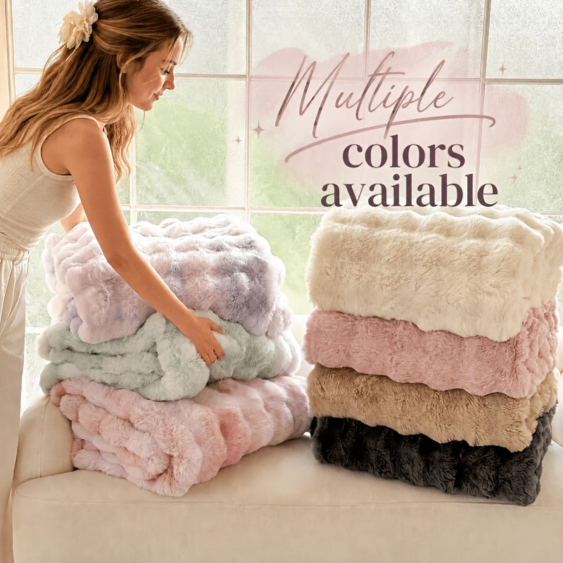 1pc DoubleLayer Thickened RabbitProof Plush Bed Cover Blanket Sofa Blanket Car Travel Blanket Outdoor Blanket Office Nap Blanket The Plush Velvet Touch Provides a Warm Experience Making It Ideal for Holiday Gifts