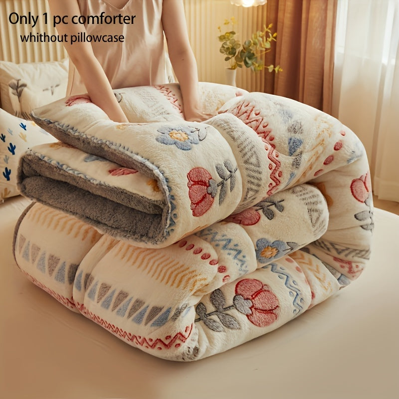 1pc Couette en Velours Floral Style Bohme pour Toutes les Saisons Douce et Chaude Lavable en Machine Convient pour la Literie de Chambre et de Chambre damis et Cadeaux de Nol